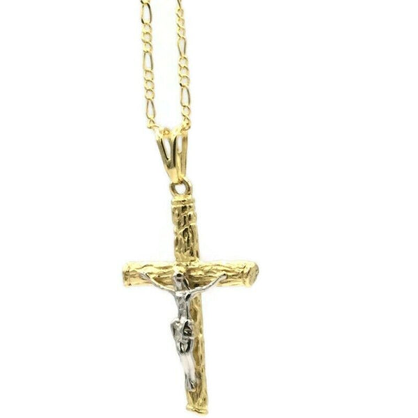 14K Yellow White GOLD PLATED Crucifix Cross Religious Necklace Pendant Men Women
