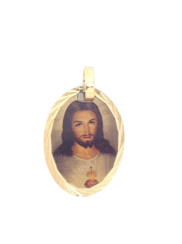 Sacred Heart of JESUS Sagrado Corazon de Jesus 14k Gold Plated Medal with 20 in