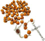 Olive Wood Beads Catholic ROSARY NECKLACE Holy Soil Medal Gift Box Certificate