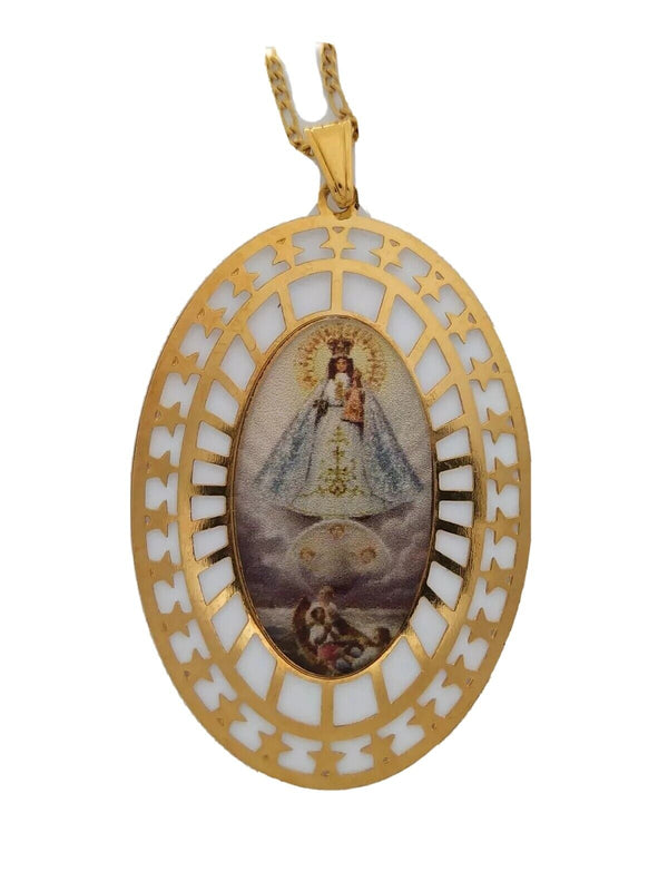 Caridad del Cobre 18k Gold Plated Medal Pendant with Chain - Ochun Medalla CUBA