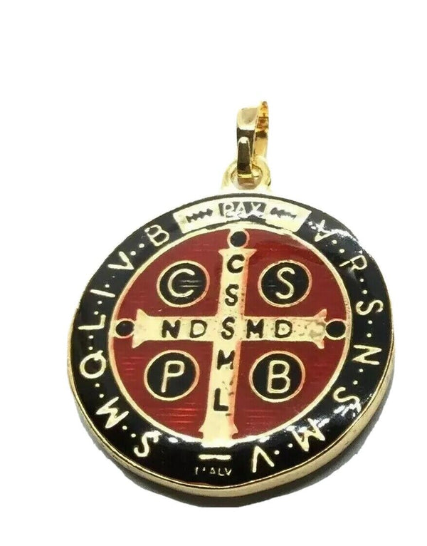 San Benito 18k Gold Plated Pendant with 20 inch Chain- St. Benedict Medal