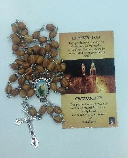 Saint Jude Rosary Olive Wood Jerusalem San Judas Rosario Catholic necklace Medal