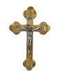 10 Inch olive wood wall Cross Crucifix Jesus Christ budded Jerusalem Gift Pewter