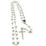 Catholic White Rosary Beads Decorated Crucifixion  Holy Soil from Jerusalem Cruz