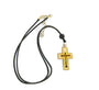 2"Jesus Crucifix Cross pendant Catholic Christian Necklace Black Enamel On Cord