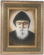 17"x21" San Charbel Imagen en Tela Acojinada, Tapestry Style Cushioned Frame Saint Charbel Makhluf of Lebanon healing saint