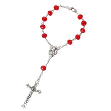 Red crystal-bead Jerusalem Medal auto rosary decade
