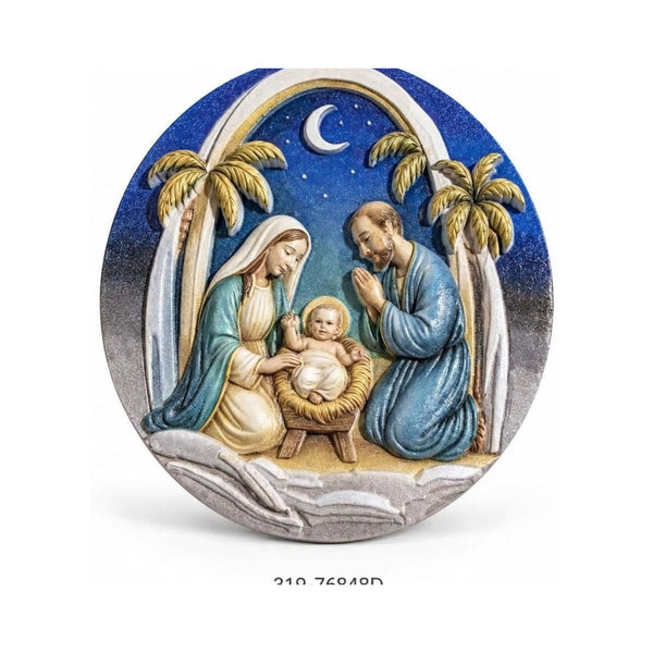 Holy Family Nativity Scene Christmas Plaque 4 Inch – Mary Joseph Baby Jesus. SKU 319-76847D