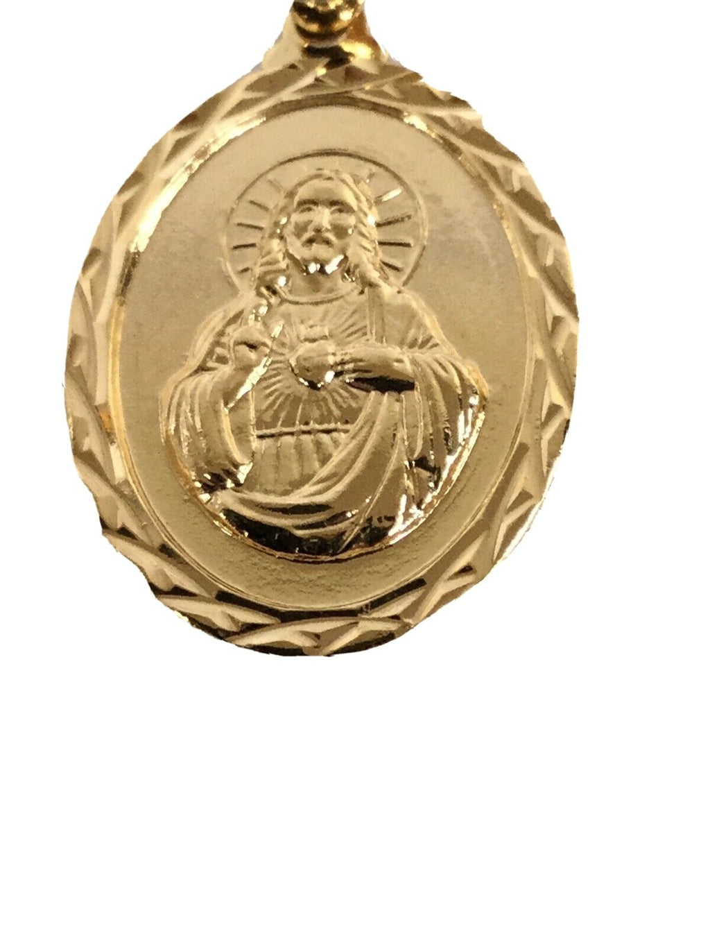 18k Gold Plated Sacred Heart Jesus Christ Medal Catholic Pendant Necklace 20"