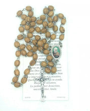 Olive Wood Rosary Beads Jerusalem religious Necklace Oval Catholic Padre St.Pio