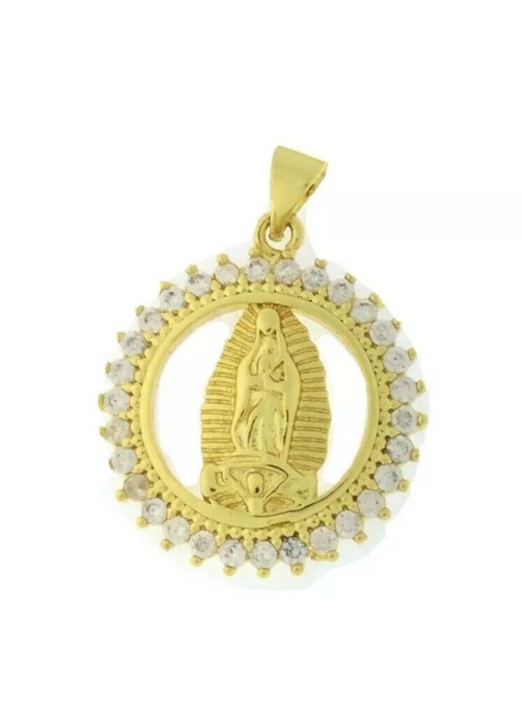 Virgin Mary Virgen de Guadalupe Necklace Gold Crystal  Catholic Jewelry Women 