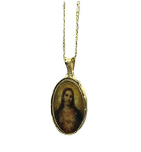 Sacred Heart of Jesus Sagrado Corazon Medal 18K Gold Plated with 20 inch Chain