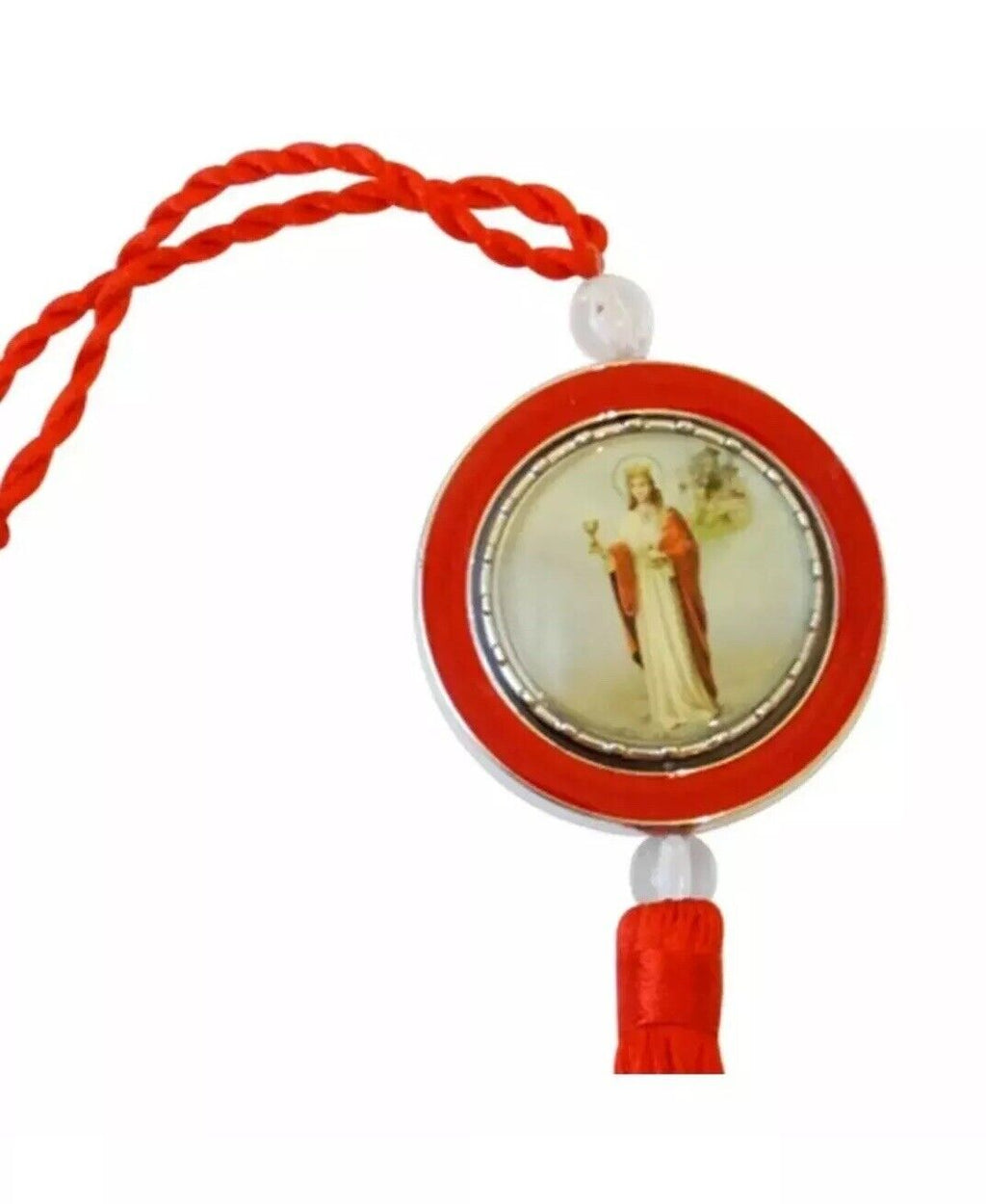 Santa Barbara Medal rearview mirror Car Ornament RED hanging pendant Chango