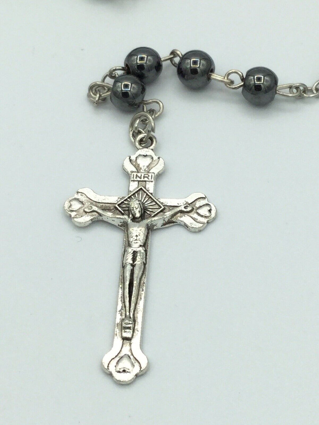 st.Saint Michael Archangel Rosary Hematite San Miguel arcángel Necklace Jesus