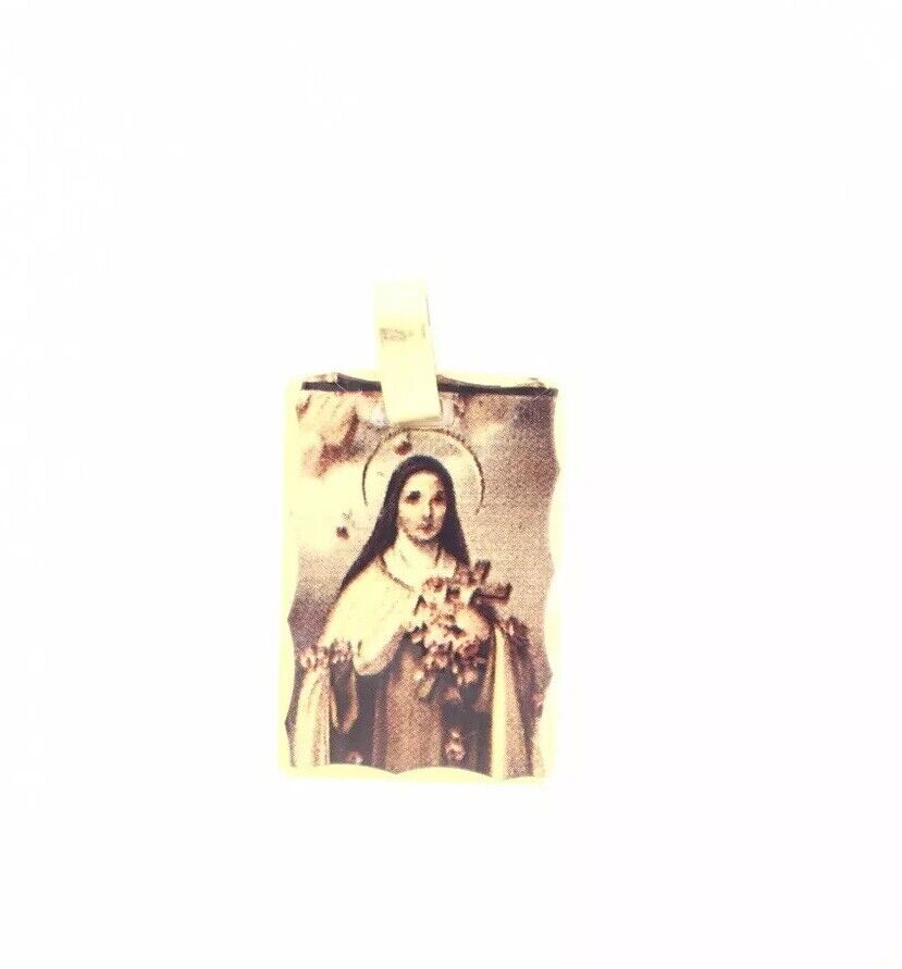 St Theresa Pendant 14k Gold Plated Medal with 20 Inch Chain, Santa Teresa Flow
