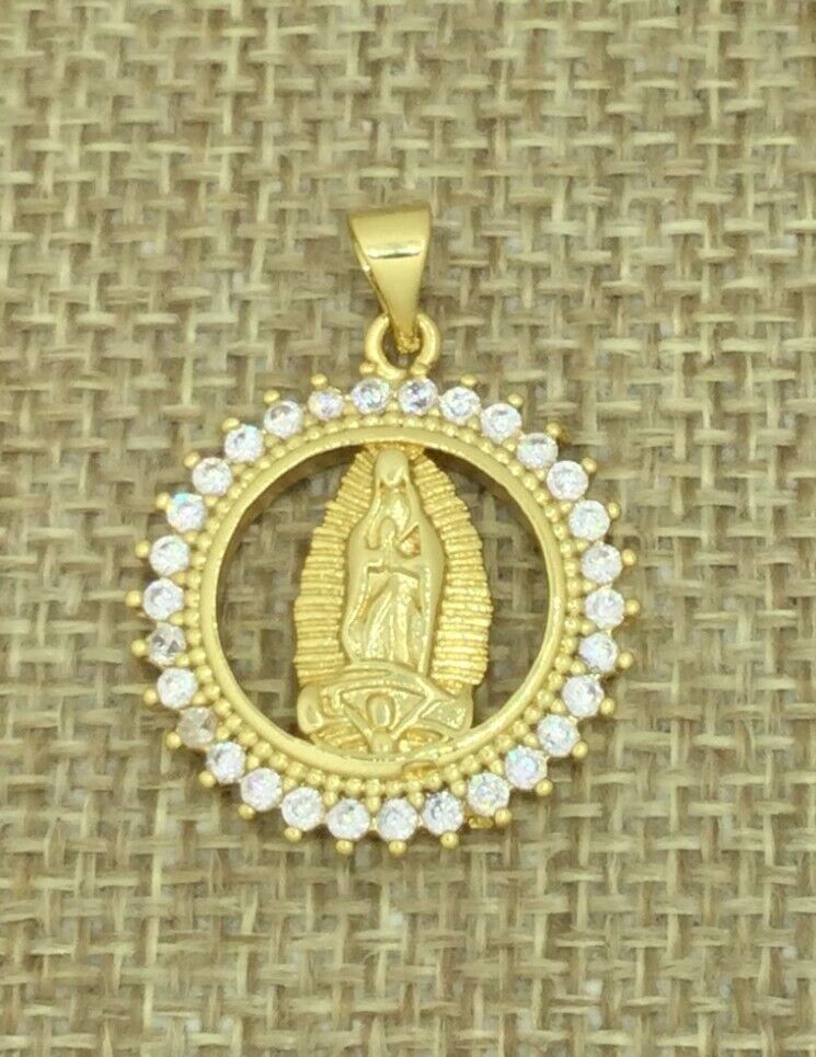 Virgin Mary Virgen de Guadalupe Necklace Gold Crystal  Catholic Jewelry Women 