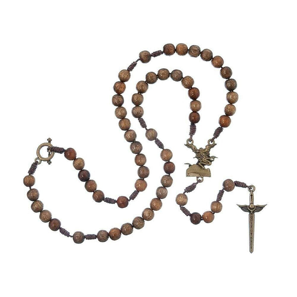 Rosary Necklace of Saint Michael the Archangel in wood