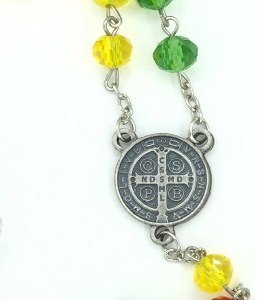Saint St.Benedict Medal Cross Catholic multi-color  Rosary Missionary San Benito