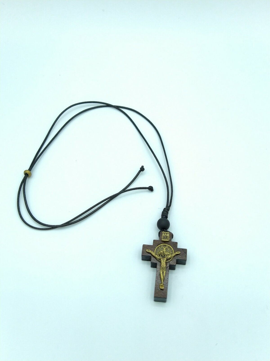 St.Saint Benedict Medal Wooden  Crucifix cross Necklace Cruz medalla San Benito