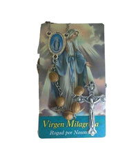 Catholic Rosary Necklace Olive Wood lady Grace Jerusalem Rosario de Milagrosa