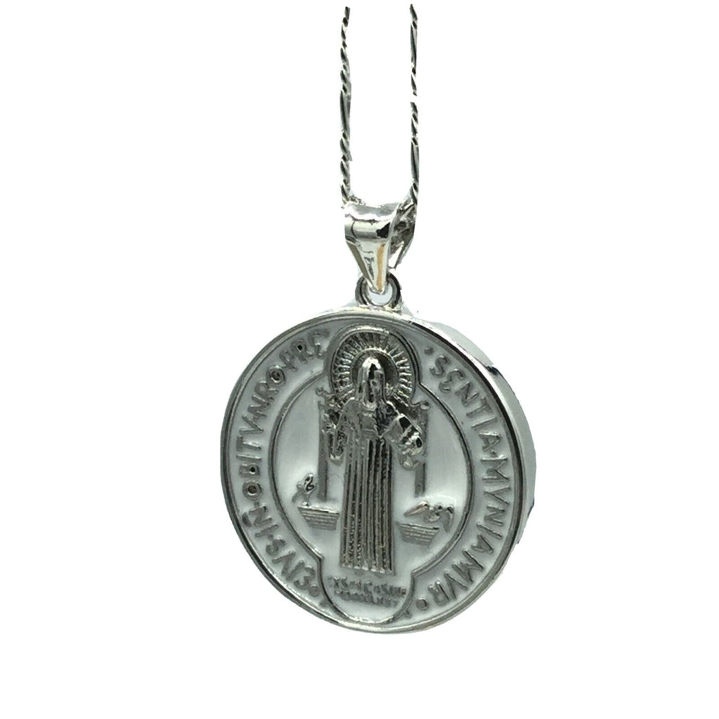 Catholic Saint St Benedict Medal Necklace Pendant Stainless Steel Cross Exorcism