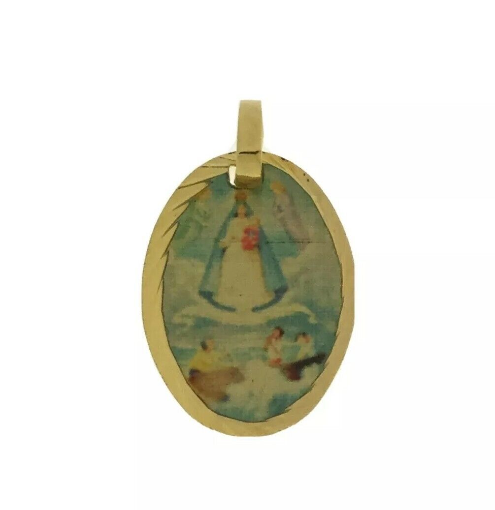 18k Caridad del Cobre Religious Medal Gold Plated Yoruba Medalla Protección Cuba