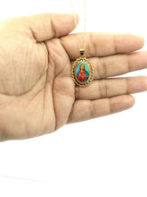Sacred Heart of Jesus Medal Corazon de Jesus Gold Plated Pendant Necklace 