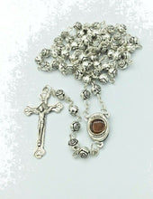 7 mm Rosebud Rosary Metal Beads Soil Jerusalem Jesus Cross pewter Cruz blessed 