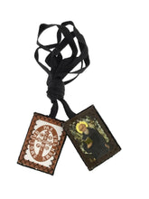 St.Saint Benedict Medal Brown Cloth Scapular Necklace escapulario de San Benito
