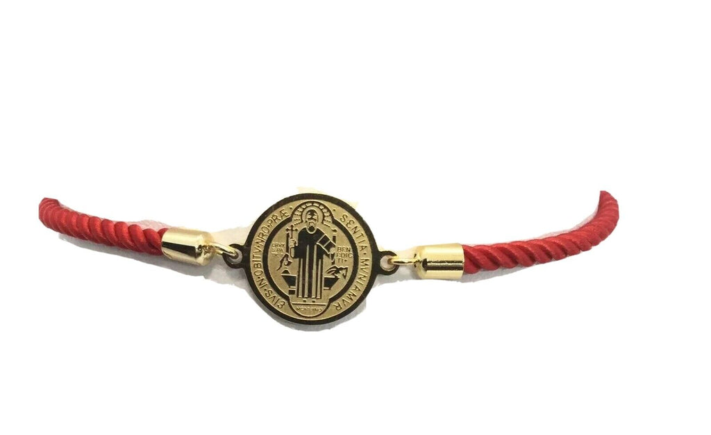 Saint St Benedict Bracelet Adjustable Red Cord Medal Pulsera Roja De San Benito