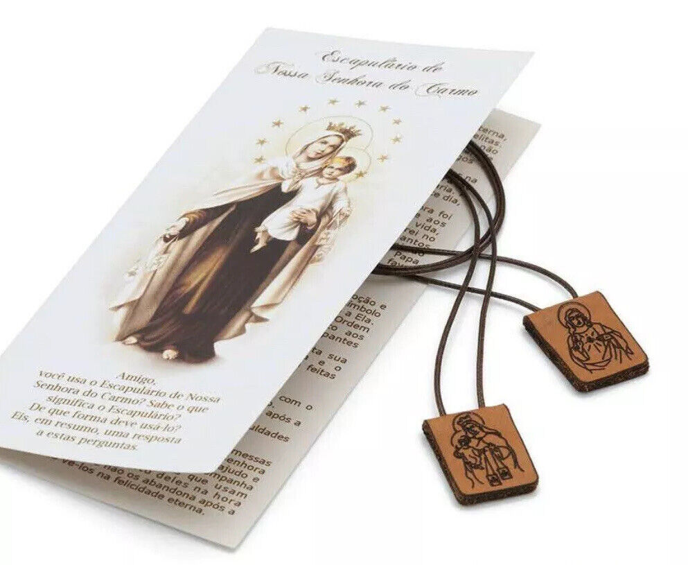 Sacred Heart of Jesus Christ Virgen of Mt. Carmel Leather Scapular escapulario