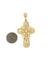 14K Yellow Gold Plated Crucifix Religious JESUS Cross Pendant Charm Protection