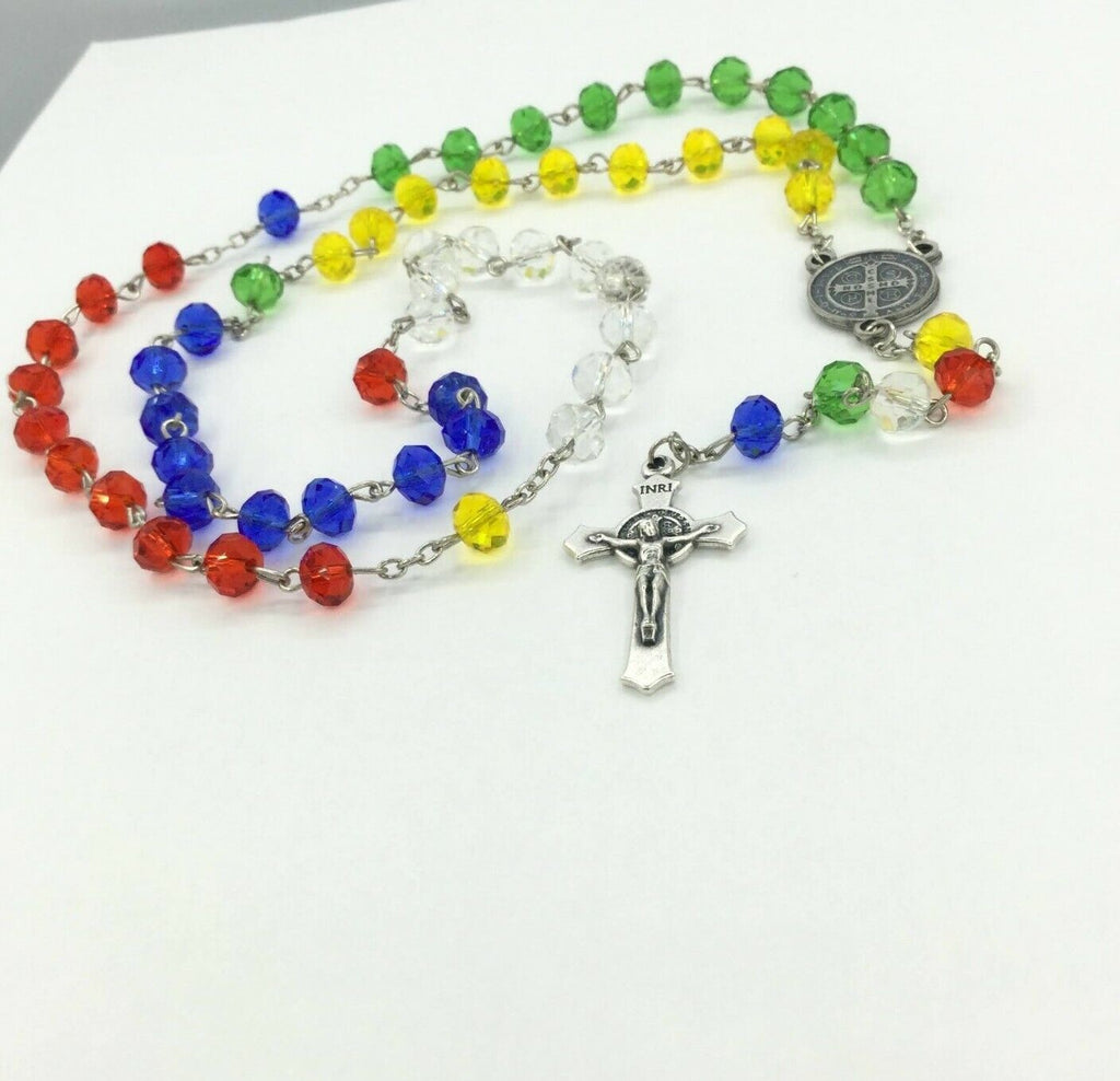 Saint St.Benedict Medal Cross Catholic multi-color  Rosary Missionary San Benito