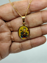 Virgen del Perpetuo Socorro Pendant 18k Gold Plated with 20 inch Chain perpetual