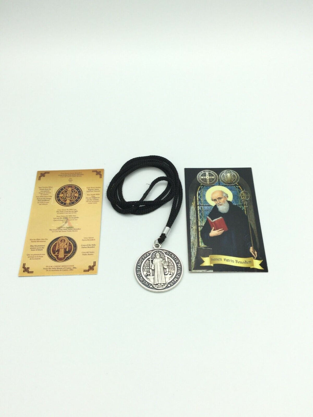  1 3/4" Saint St.Benedict Medal San Benito Pendant Necklace Cord Italy exorcism