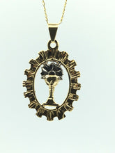 18k gold plated Monstrance oval Pendant Charm Medal Necklace Santísimo Eucharist