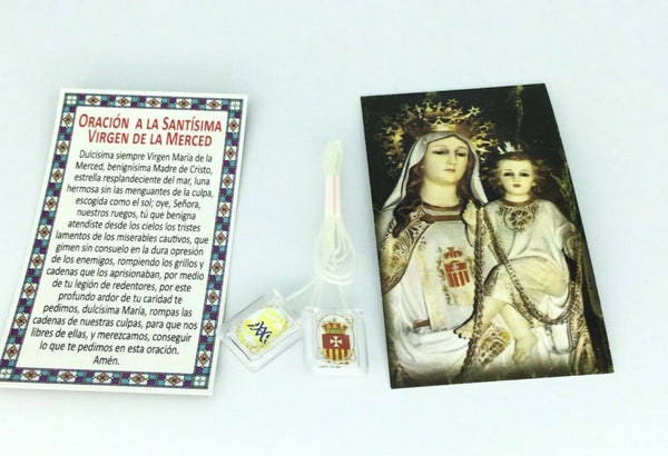 Scapular Our Lady of Mercy La Merced White Scapular Molded Catholic Mary 19 inch