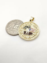 Puerto Rico round Enamel Flag 18k Gold Plated 22 inch Chain  Puerto Rico Flag 