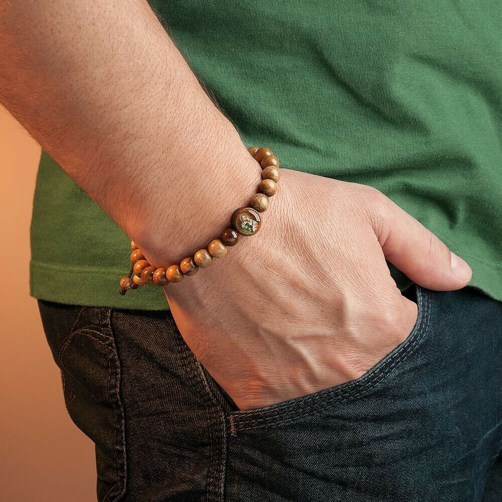 Saint Joseph wooden Bracelet Adjustable Men's Women Brown Pulsera de San Jose 