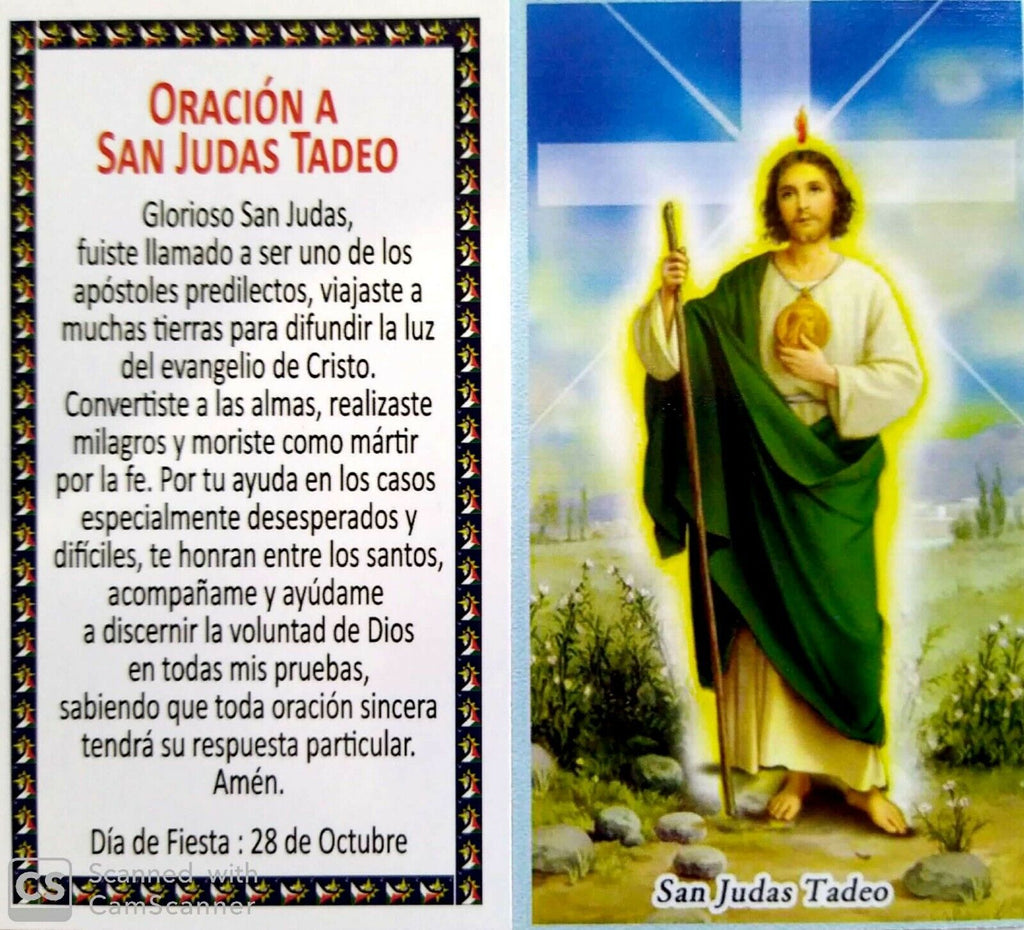 San Judas Tadeo - Saint Jude Thaddeus Medal 18K Gold Plated Medalla with 20 inch
