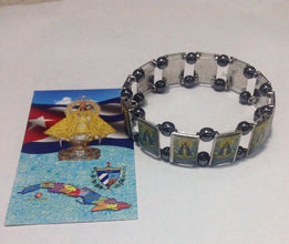 religious catholic Caridad del Cobre stainless steel Bracelet hematite stretch