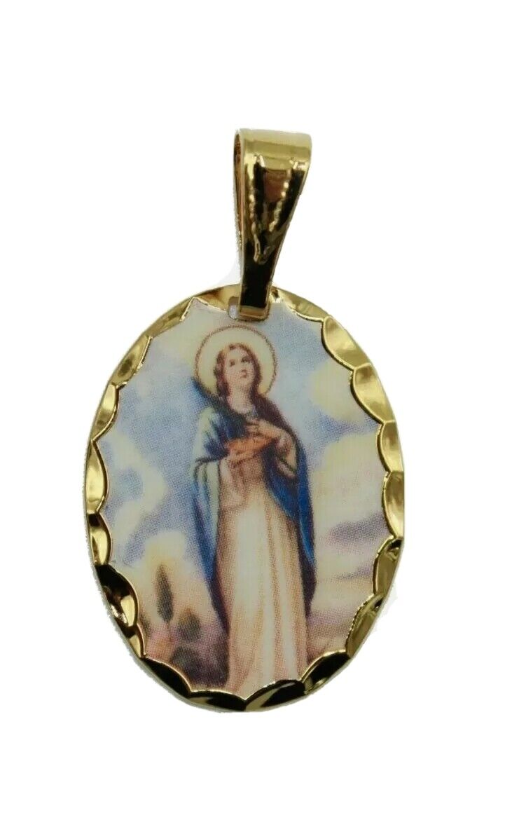  Saint St.Lucy Catholic Medal Santa Lucia18k Gold Plated Evil Eyes Protection 