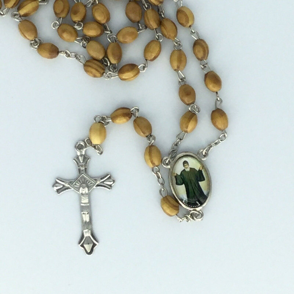 Saint Charbel Catholic Rosary olive wood Jerusalem San Charbel Rosario de madera