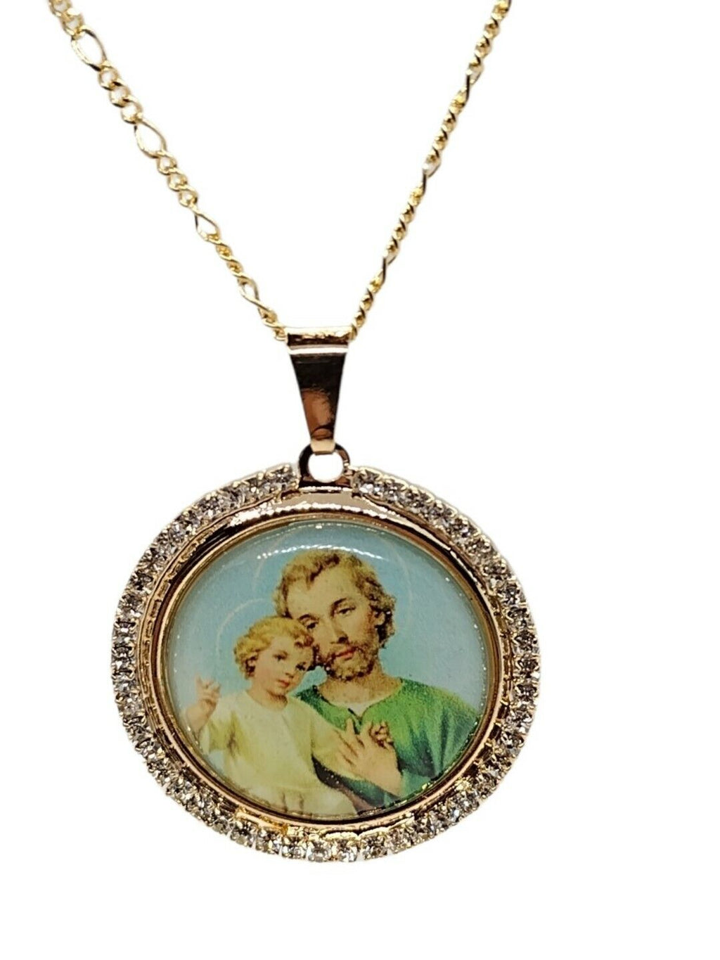 14k gold Plated Saint Joseph  Catholic Medal Necklace Medalla de San José Father