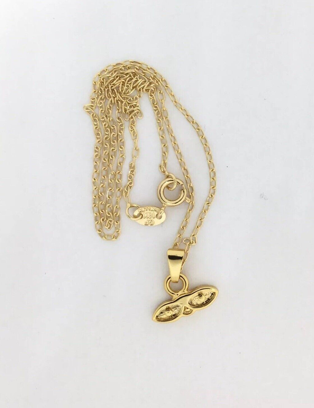 18K GOLD PLATED GOLD ENAMEL ST LUCY LUCIA EVIL EYE PROTECTION PENDANT BABY NECKL