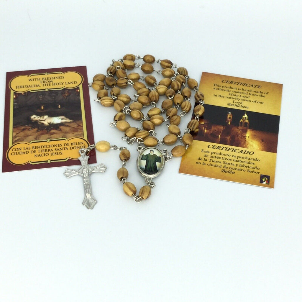 Saint Charbel Catholic Rosary olive wood Jerusalem San Charbel Rosario de madera