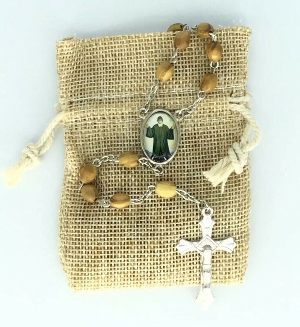 Saint Charbel Catholic Rosary olive wood Jerusalem San Charbel Rosario de madera