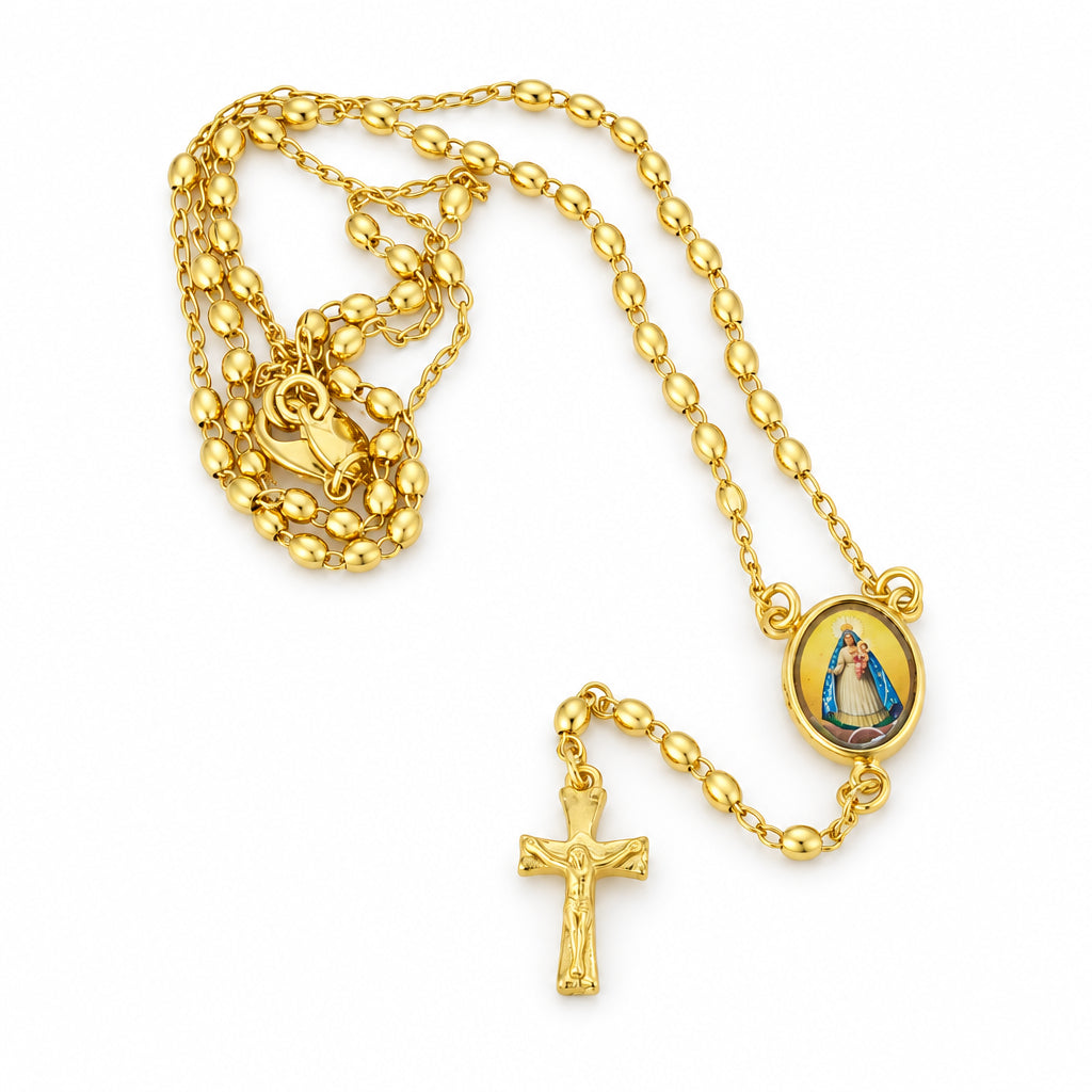 Caridad del Cobre Rosary Necklace 18 Inch - Yoruba Rosario lady of Charity 