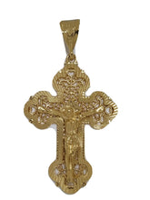 18K Yellow Gold Plated Cross Crucifix Religious JESUS  Pendant Charm Protection