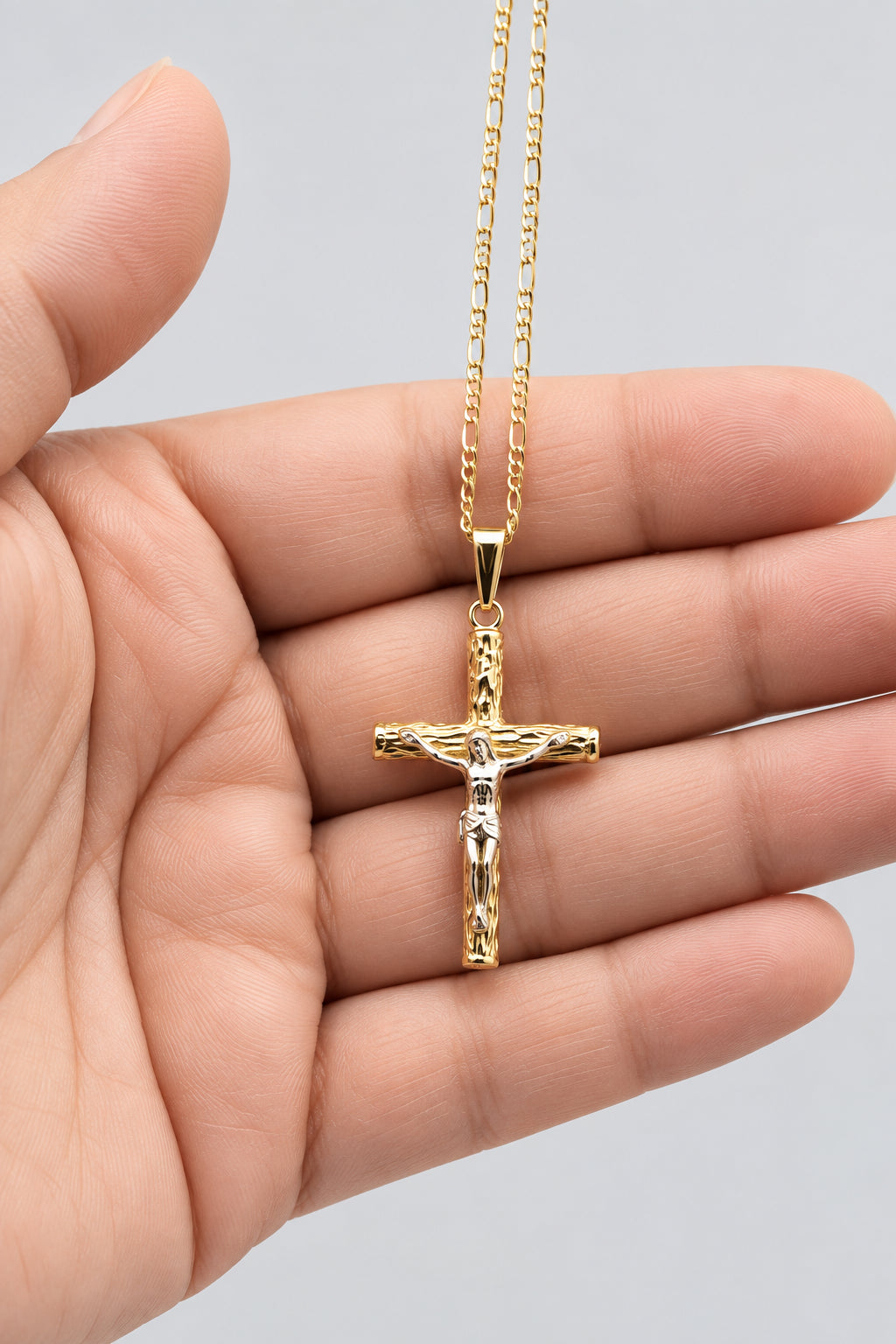 14K Yellow White GOLD PLATED Crucifix Cross Religious Necklace Pendant Men Women
